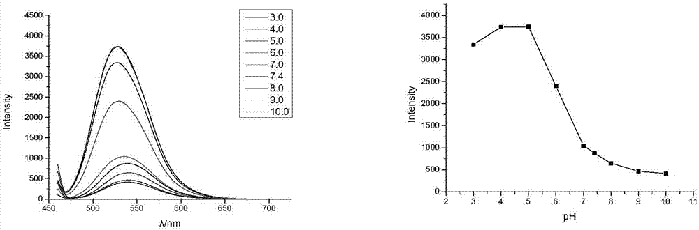 PH and anoxia dual-response tumor cell location naphthalimide rate fluorescent probe and synthesis method thereof