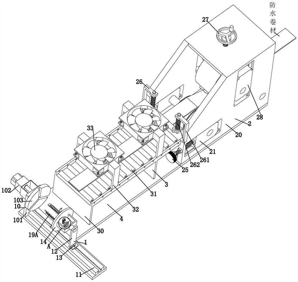 Coating device and method for waterproof roll coating