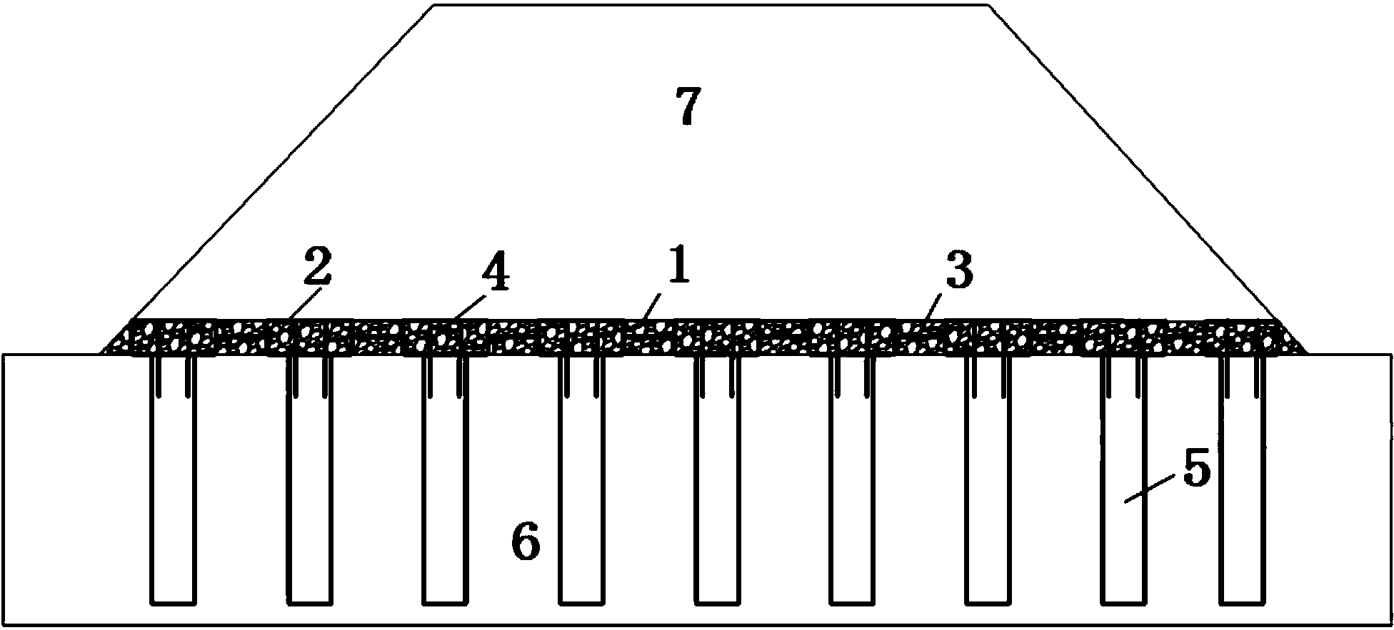 Composite reinforced roadbed and construction method