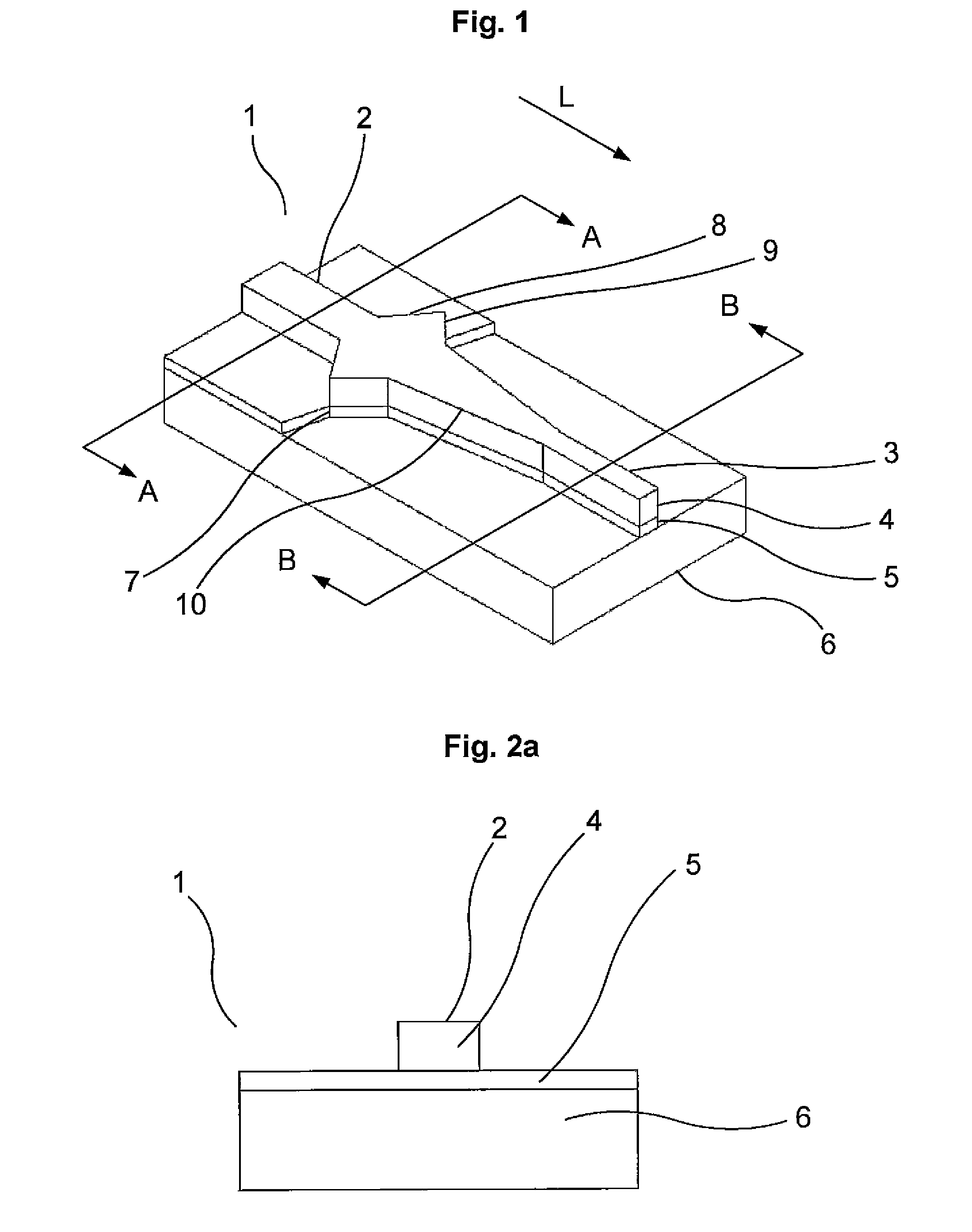 Transition device for optical waveguides