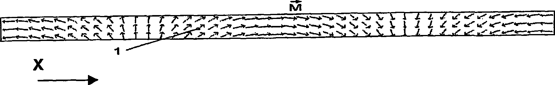 Position sensor with variable direction of magnetization and method of production