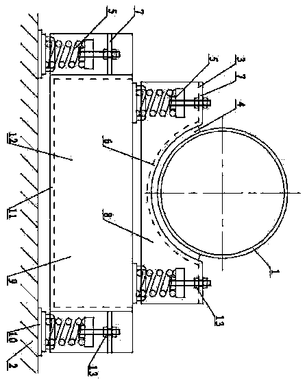 Equipment floor pipe vibration isolation structure