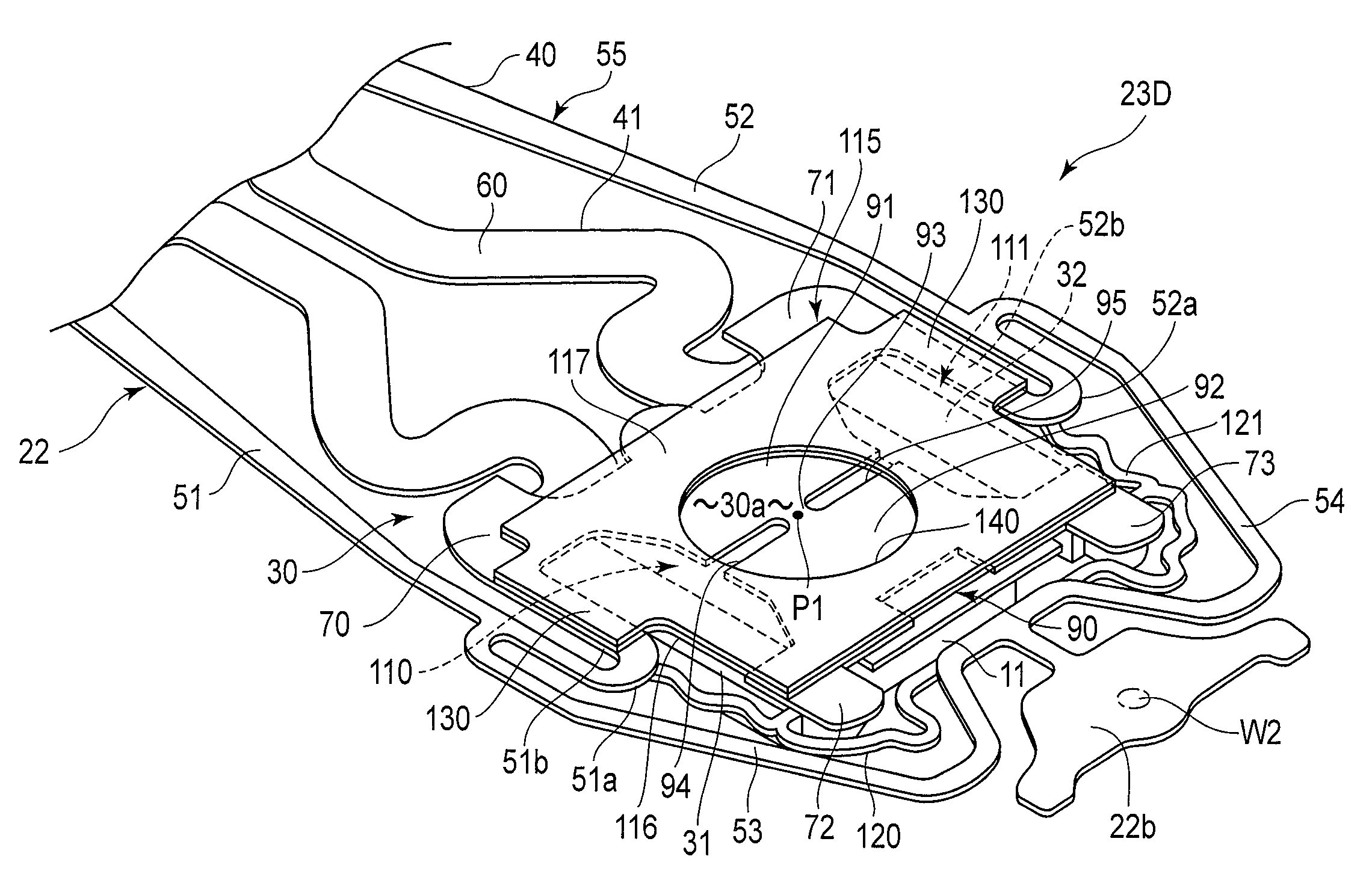 Disk drive suspension with microactuator elements on respective slider sides and damper member on gimbal portion away from dimple