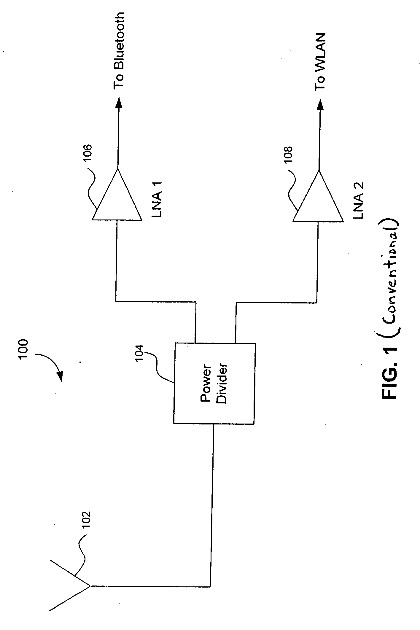 Radio receiver with shared low noise amplifier for multi-standard operation in a single antenna system