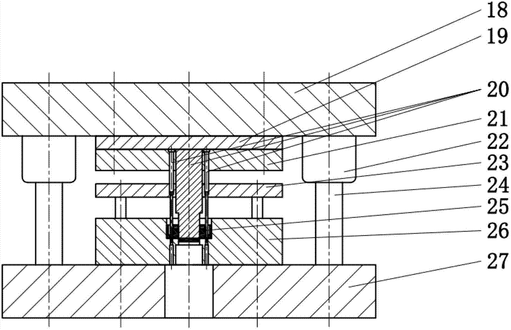 Warm extrusion forming process of stylus printing head base and forming mould thereof