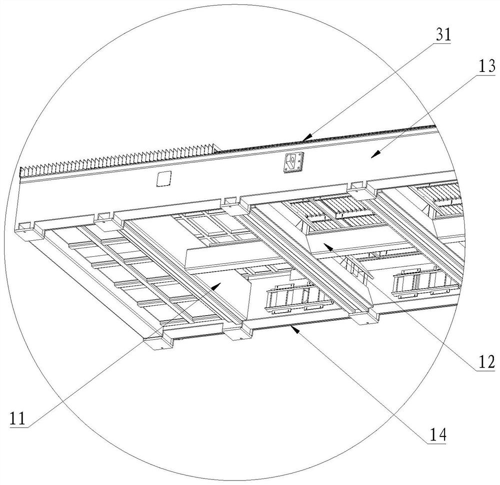 Large-breadth laser cutting machine convenient for sucking and removing machining chips