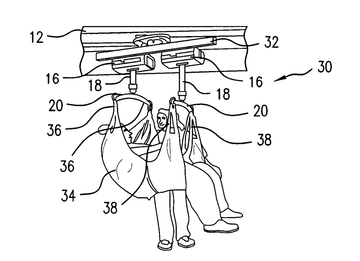 Tiltable Patient Ceiling Lift Assembly