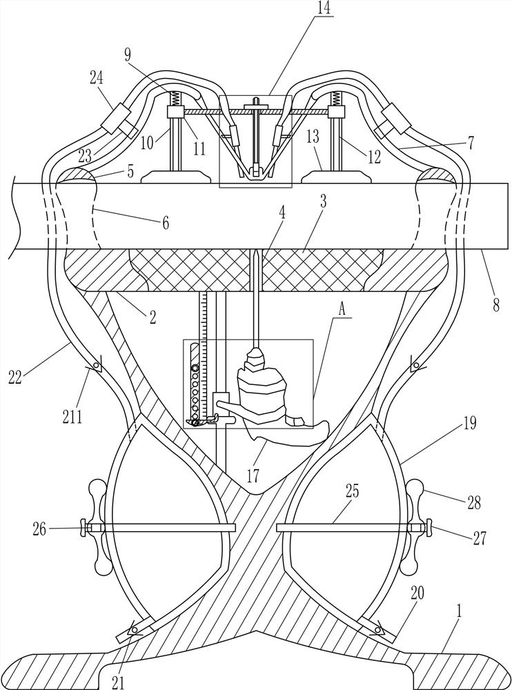 A wood block punching device for solid wood sofa processing