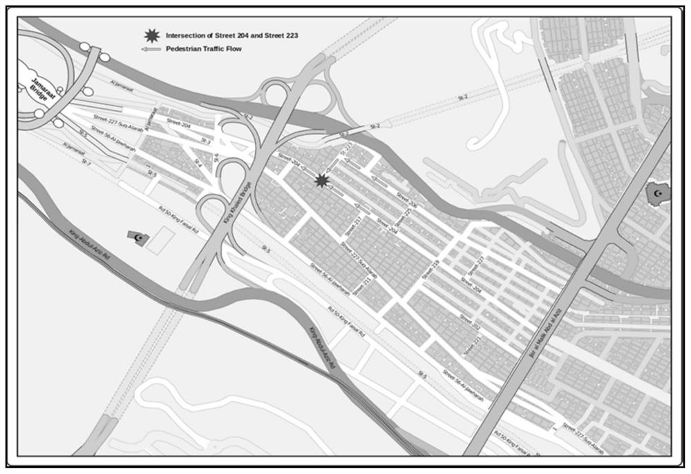 A method for selecting a passenger car drop-off point at a T-shaped intersection