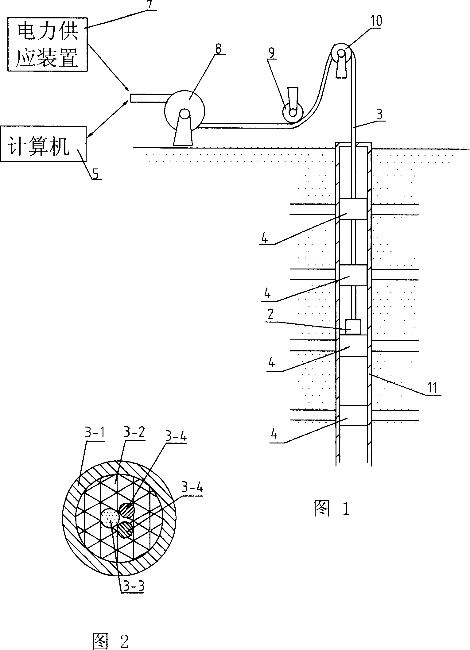 Water injection well layered electric testing method employing metallic sheath detective cable