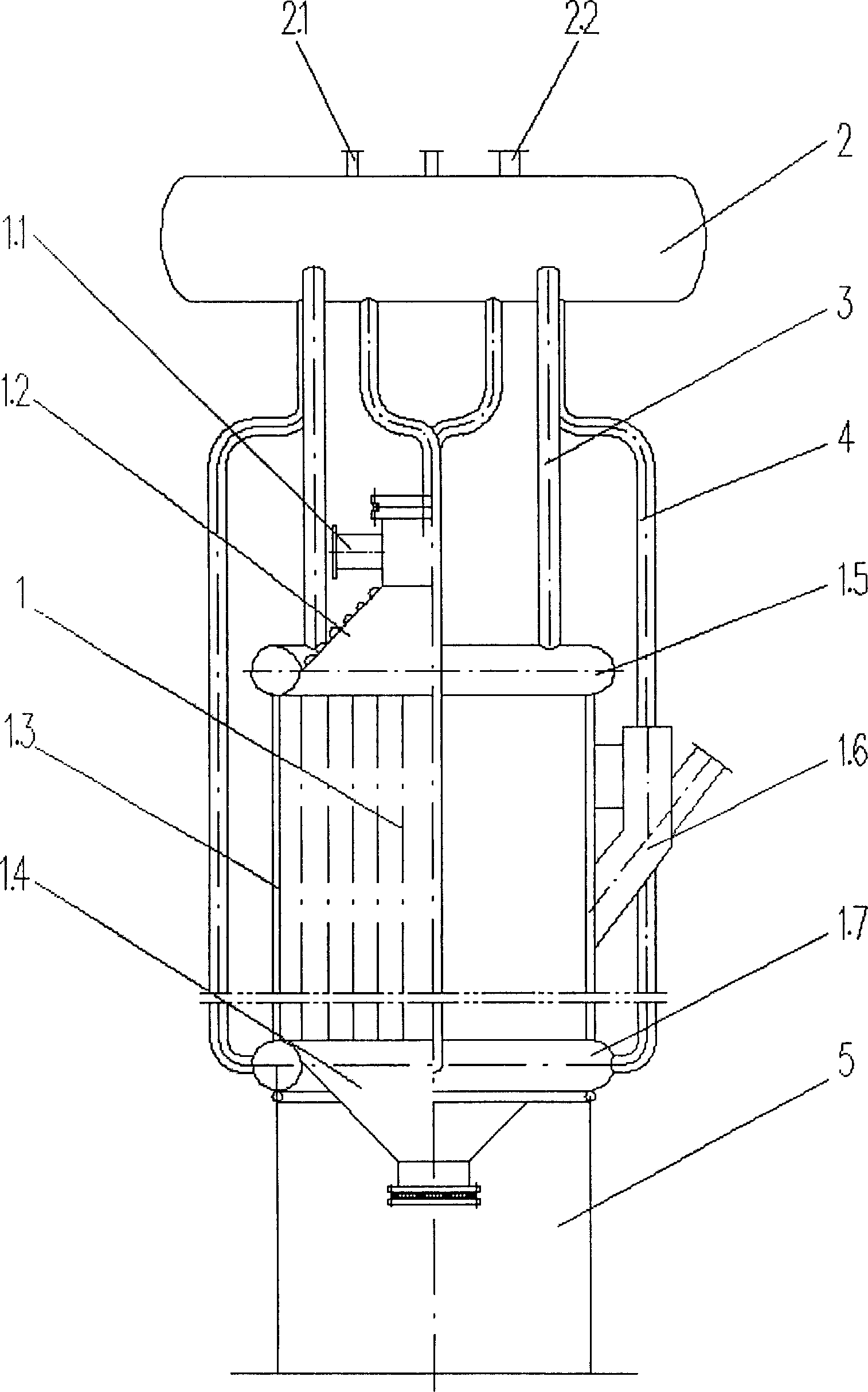 Energy saving type phosphorus reaction tower for producing high pure phosphoric acid