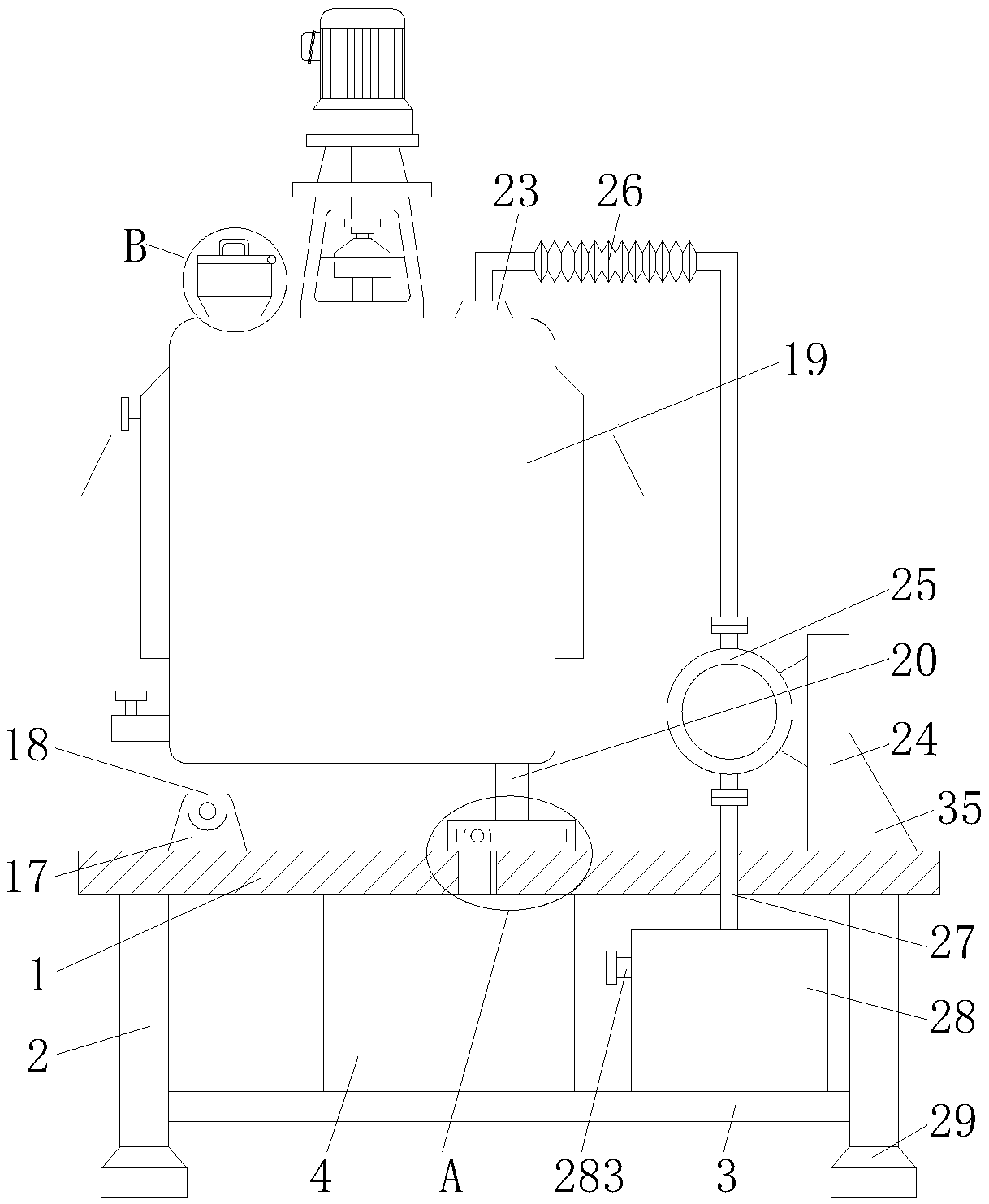 Mixing device for graphene waterproof paint