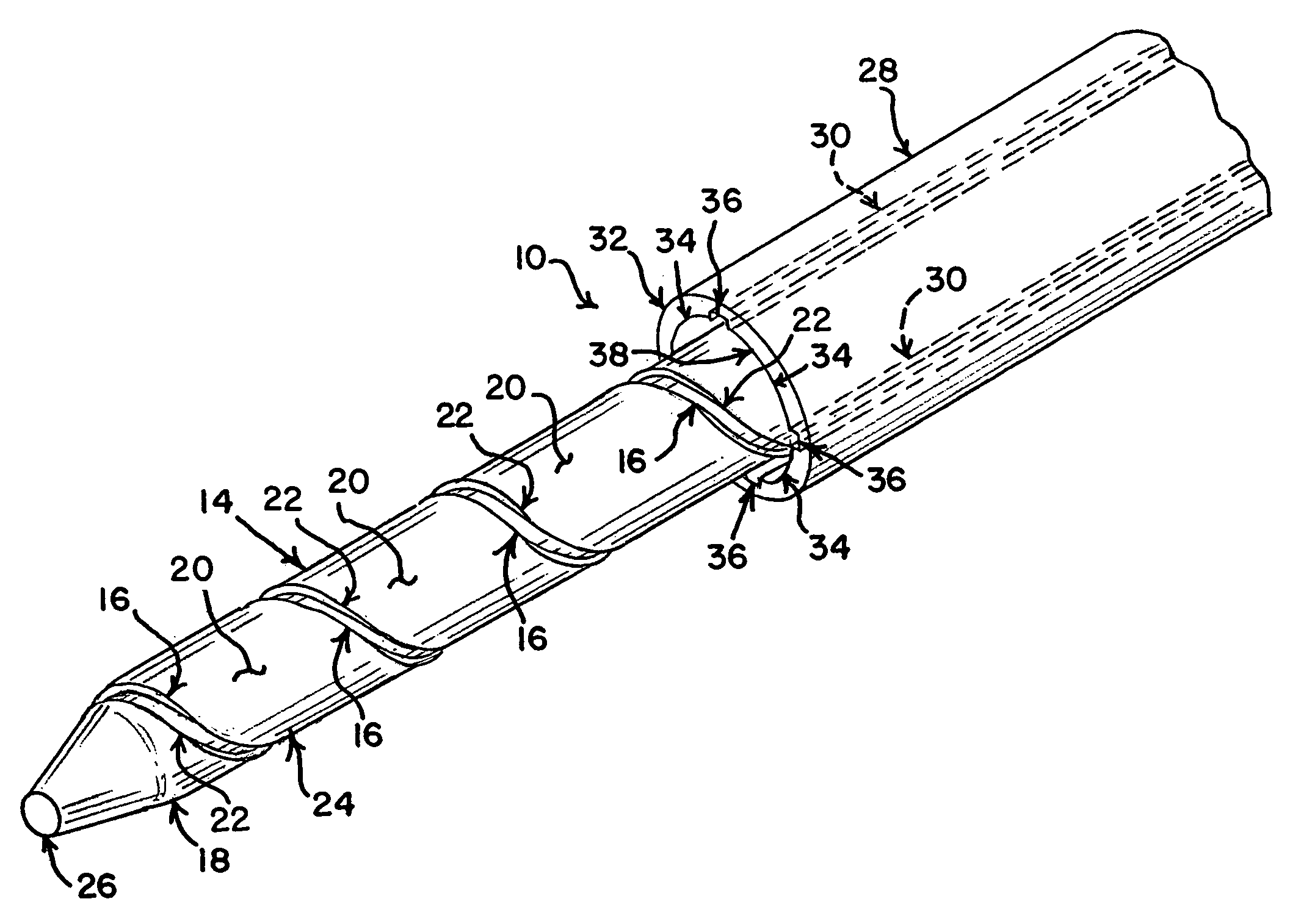 Delivery system with helical shaft