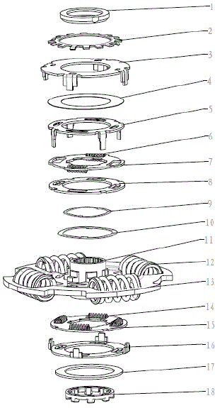 Automobile clutch driven disc integrating three shock absorbers