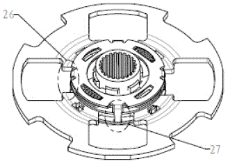 Automobile clutch driven disc integrating three shock absorbers