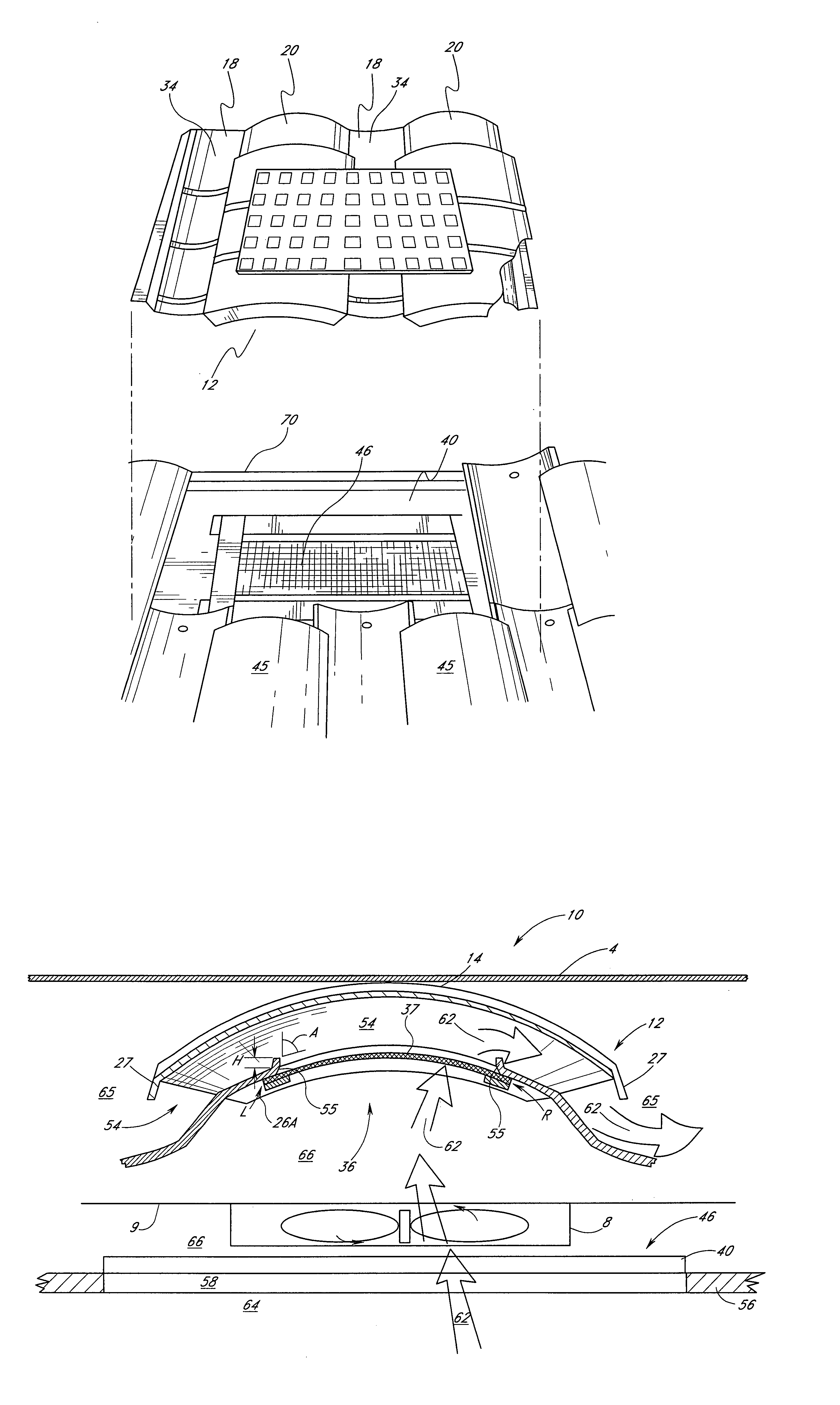 Solar-powered attic vent with a one-piece, fitted skeleton