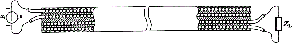 Helical parallel transmission line type deformation line distribution measurement sensor and measurement method