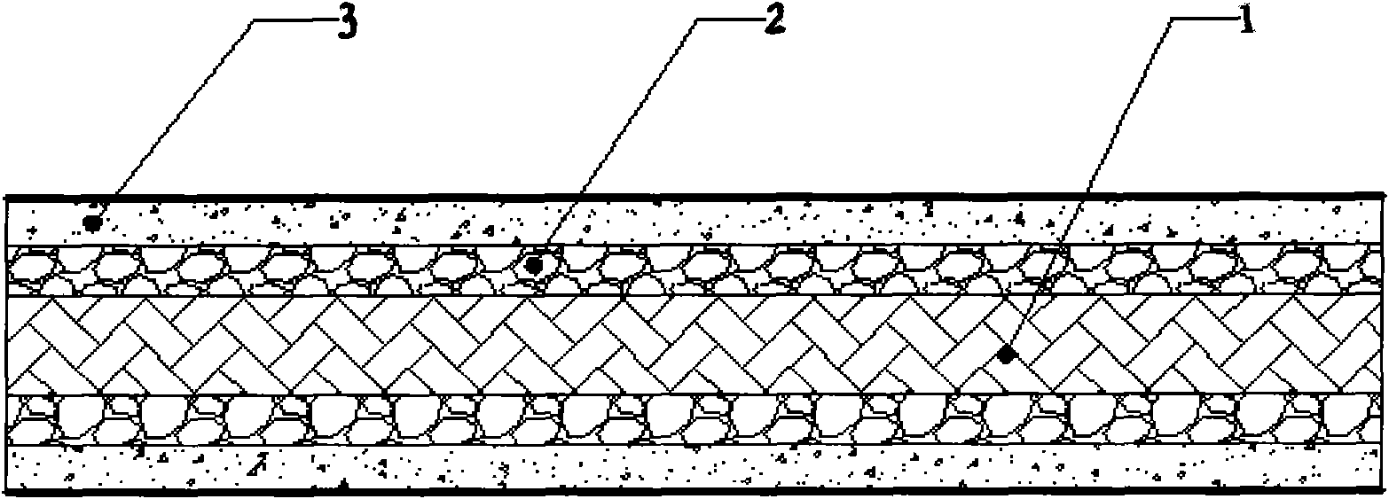 Whole-core antiflaming conveyer belt with transition layer and production method thereof