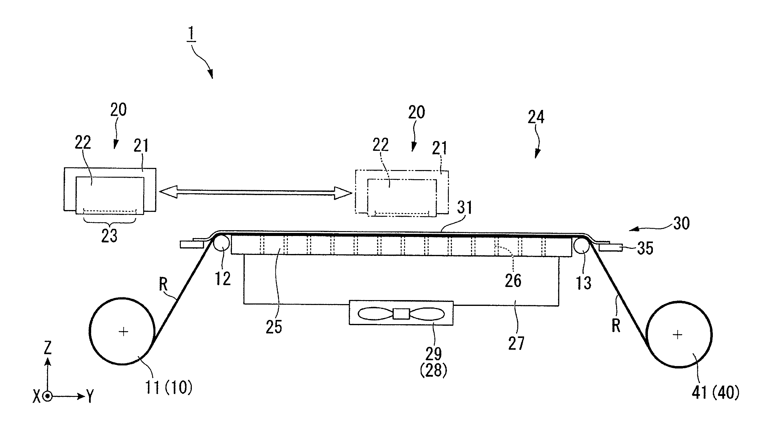 Medium suction support device and medium conveying device