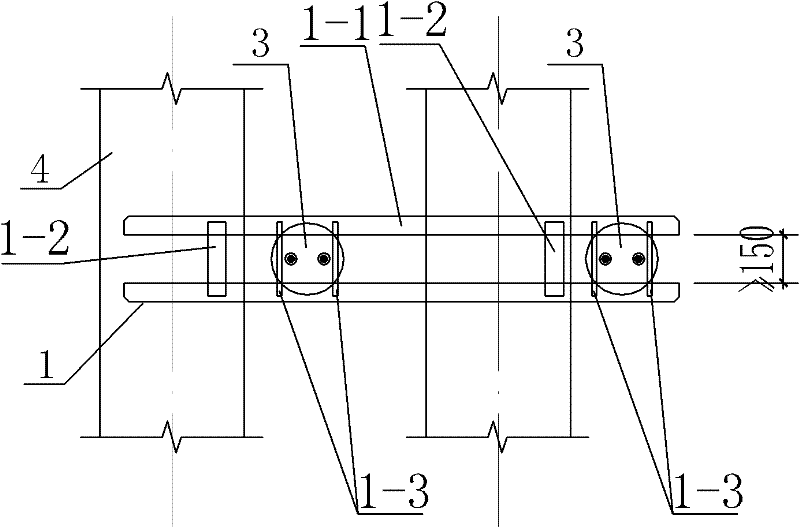 Foundation pit side wall prestressed anchor rod spreader beam row pile enclosing structure