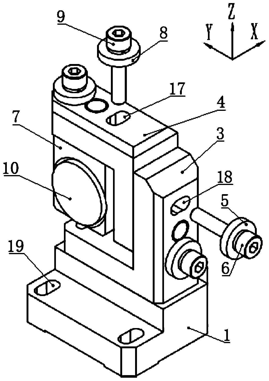 Three-degree-of-freedom laser mirror adjusting device