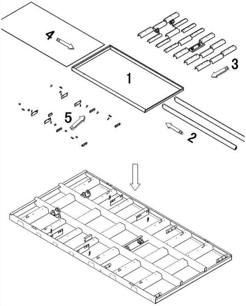 Engineering packing box bottom board set assembling and welding method