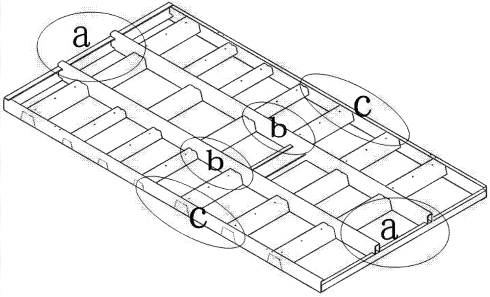 Engineering packing box bottom board set assembling and welding method