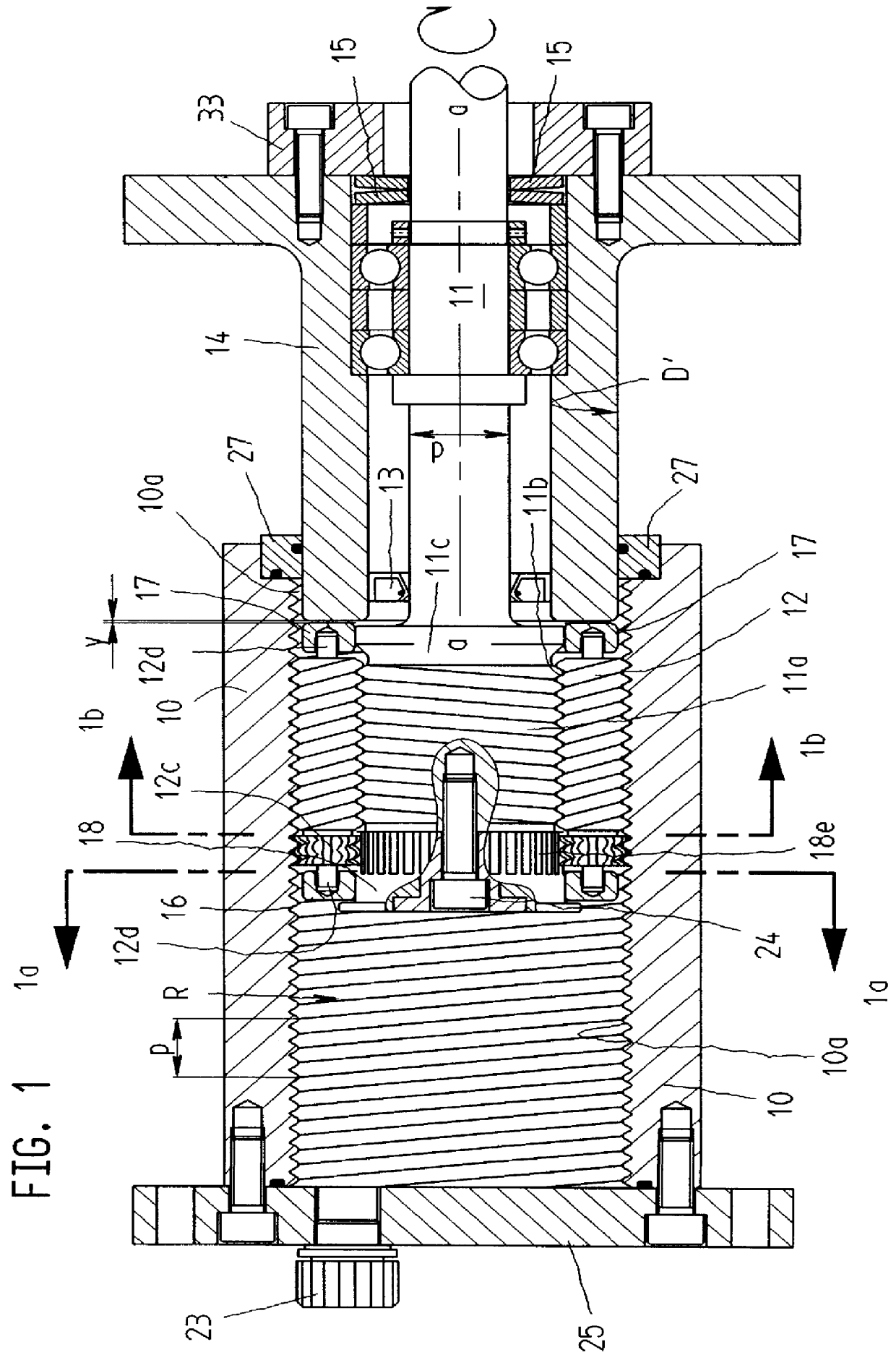 Device for converting a rotary motion into an axial motion