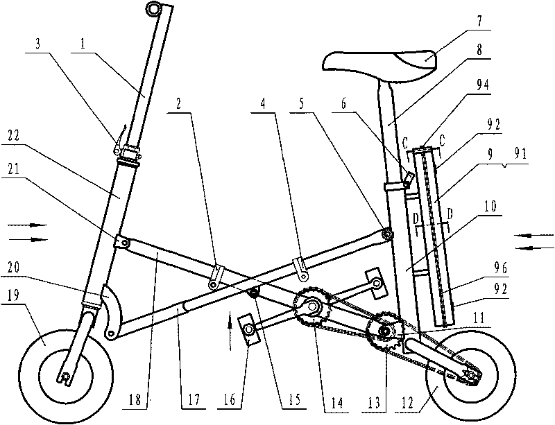 Half-packaging folding bicycle