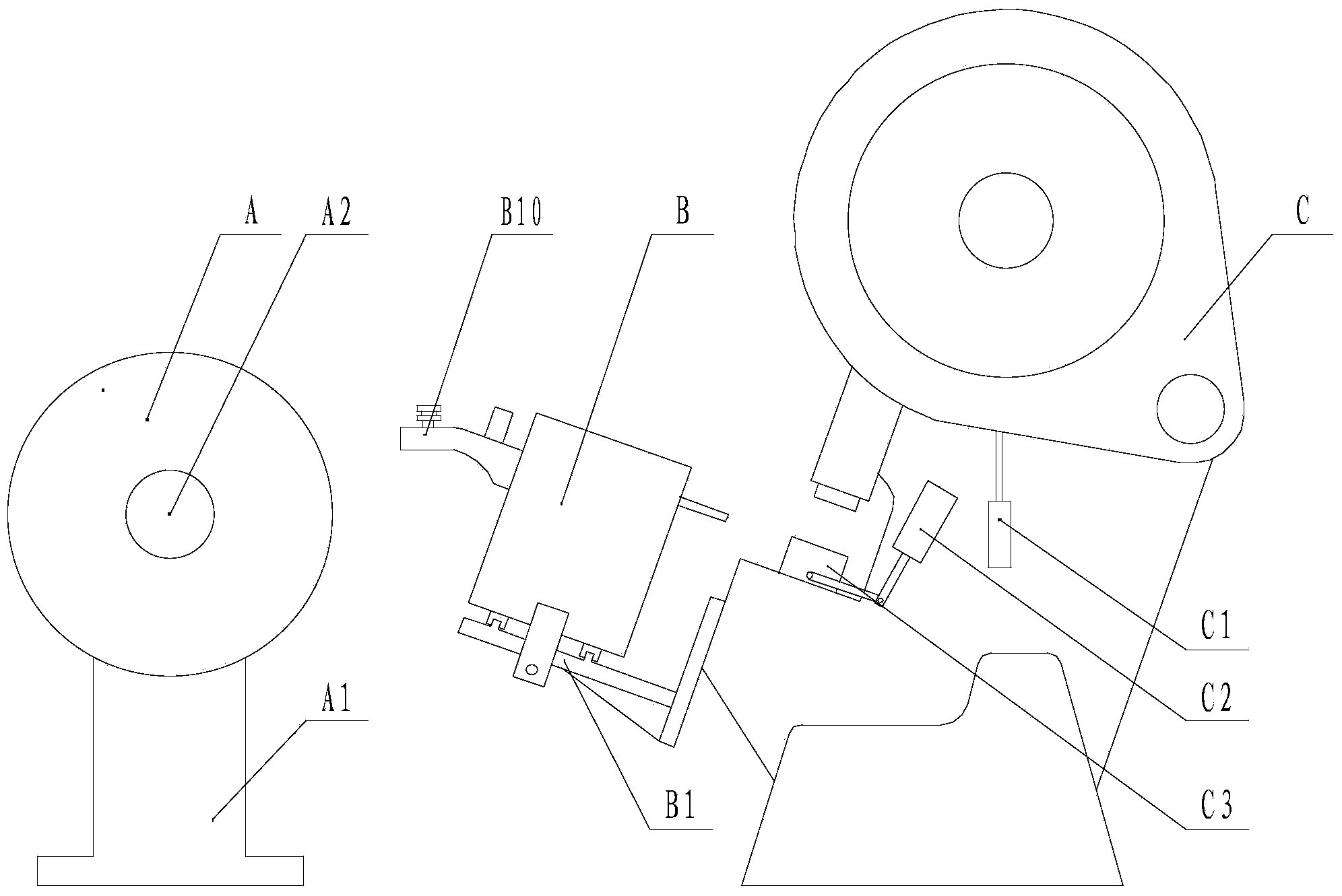 Hardware tool discharging device and feeding equipment special for hardware tool discharging device