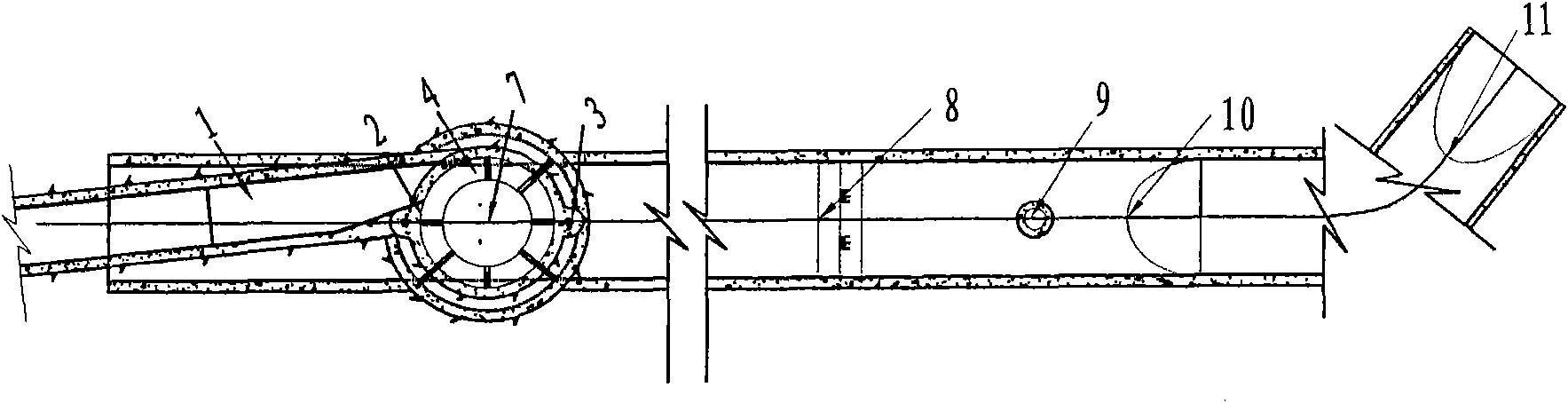 Submerged cyclone shaft sluice tunnel