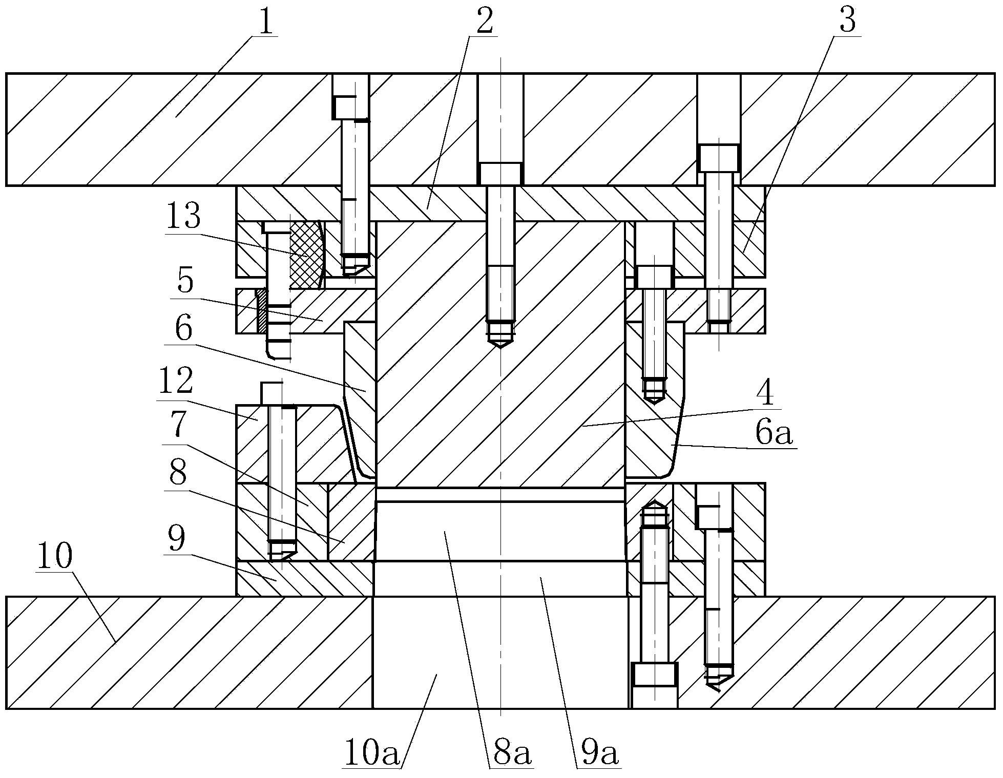 Punching die of rear suspension installation bracket