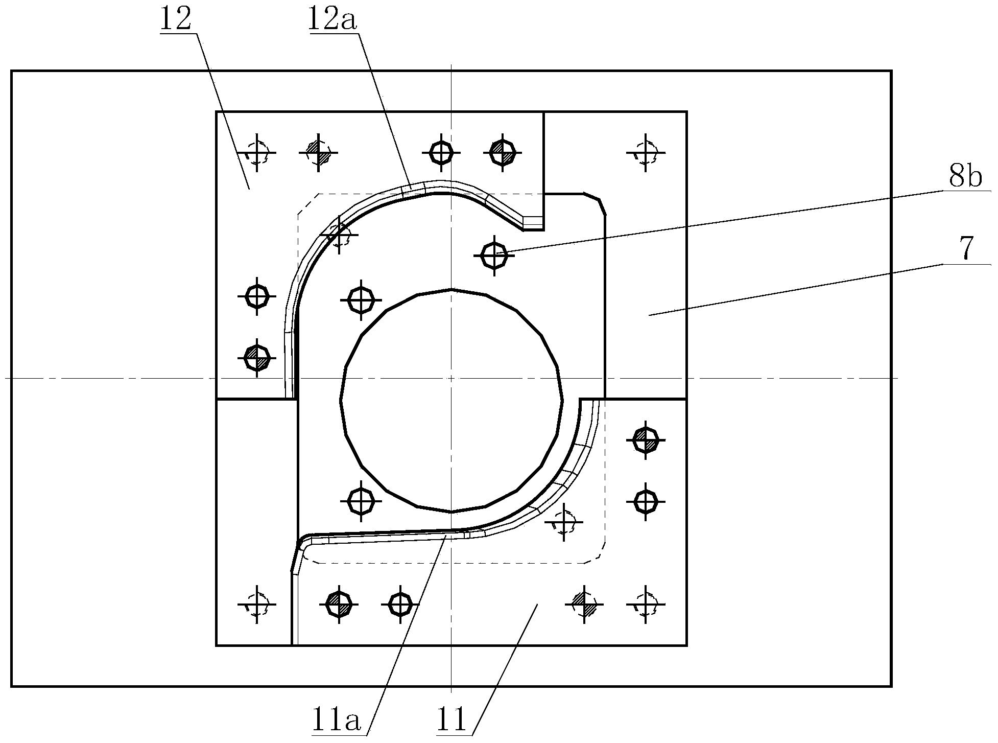 Punching die of rear suspension installation bracket