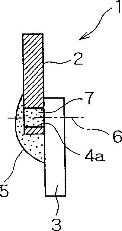 Dissimilar material weld joint formed by joining iron type material and aluminum type material, and weld joining method