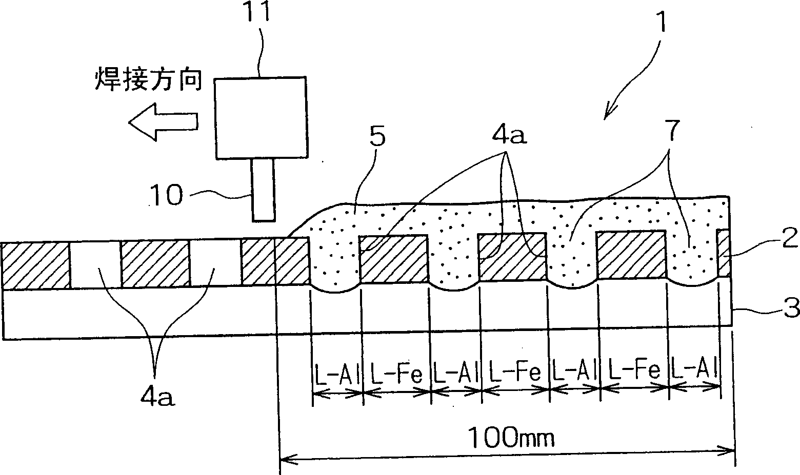 Dissimilar material weld joint formed by joining iron type material and aluminum type material, and weld joining method