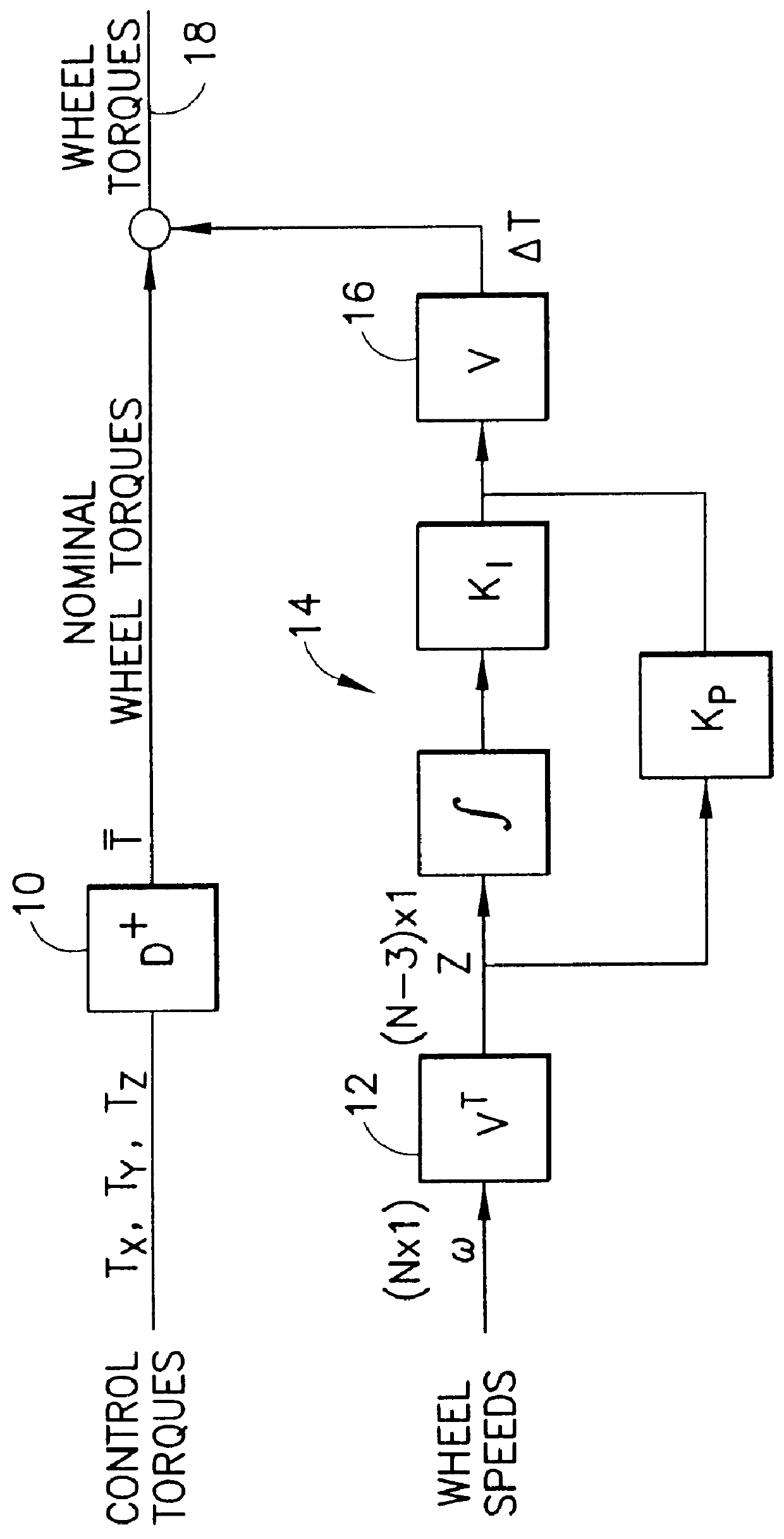 Wheel speed control system for spacecraft with rejection of null space wheel momentum