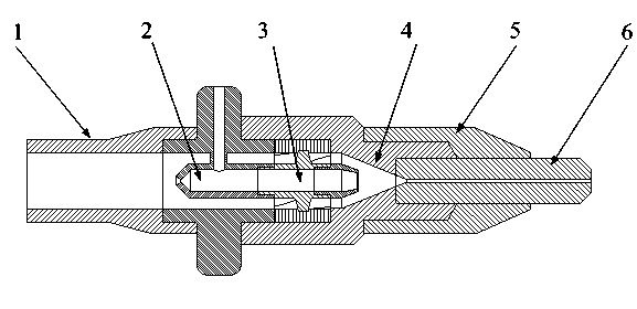 Secondary mixing type annular rotating grinding material jet flow nozzle