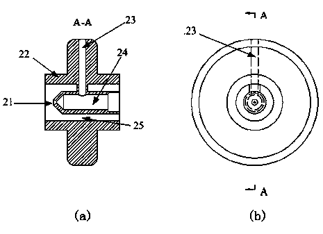 Secondary mixing type annular rotating grinding material jet flow nozzle