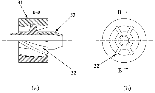 Secondary mixing type annular rotating grinding material jet flow nozzle