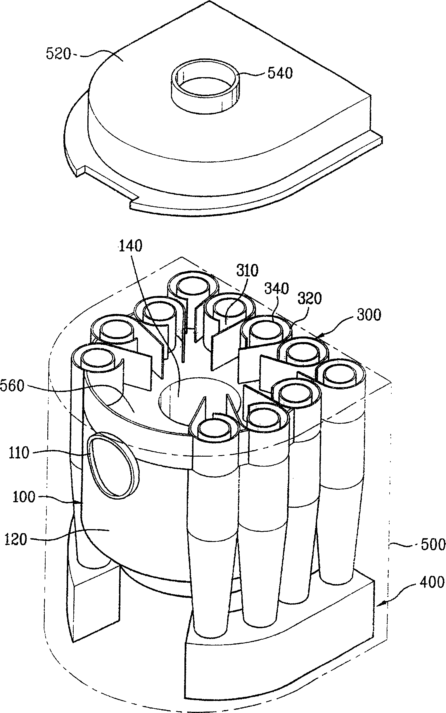 Multiple cyclonic dust collector