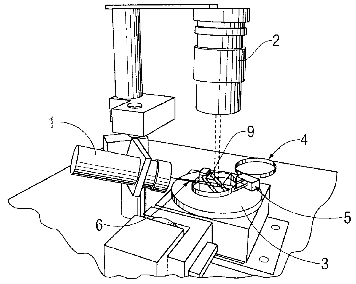 Measuring device and method for contactless determining of the 3-dimensional form of a peripheral groove in a spectacle frame