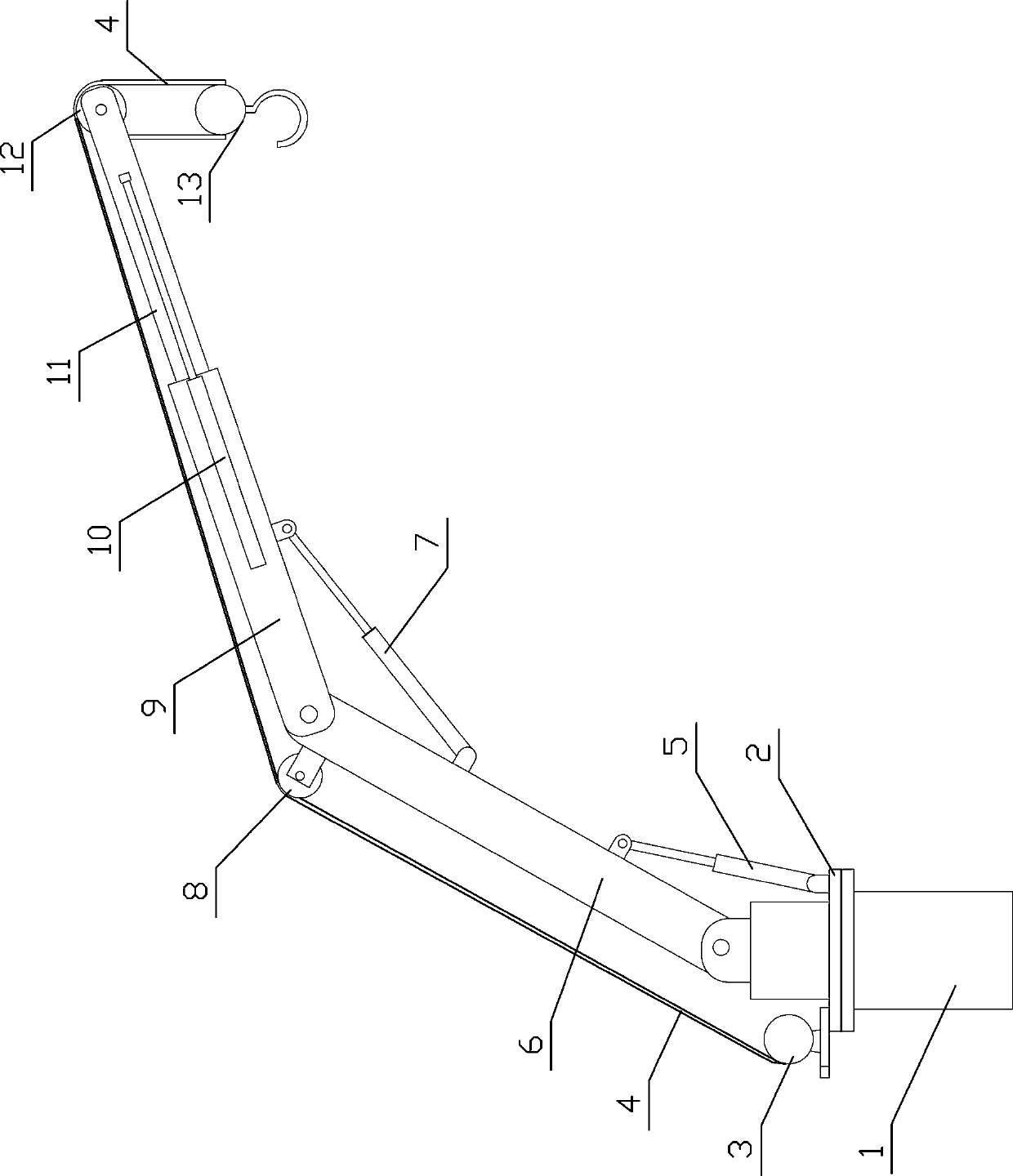 Folding-arm telescopic rotary crane