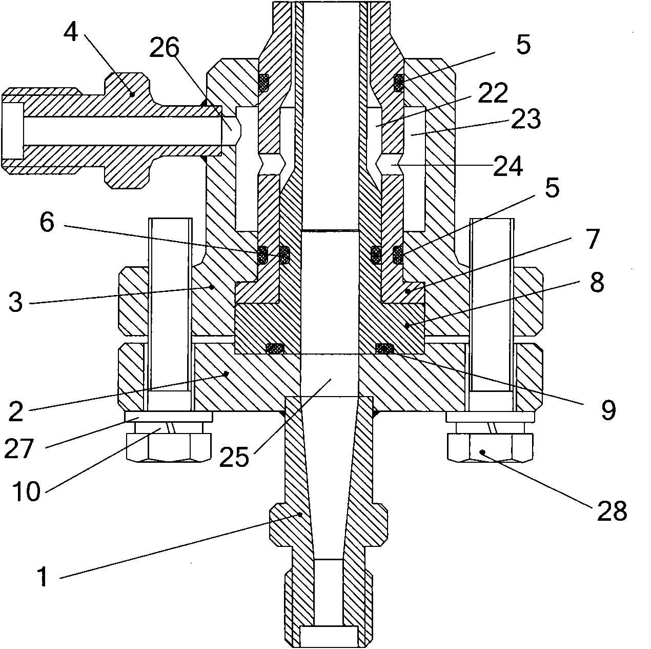 Spark plug type electric ignition coaxial nozzle shearing device