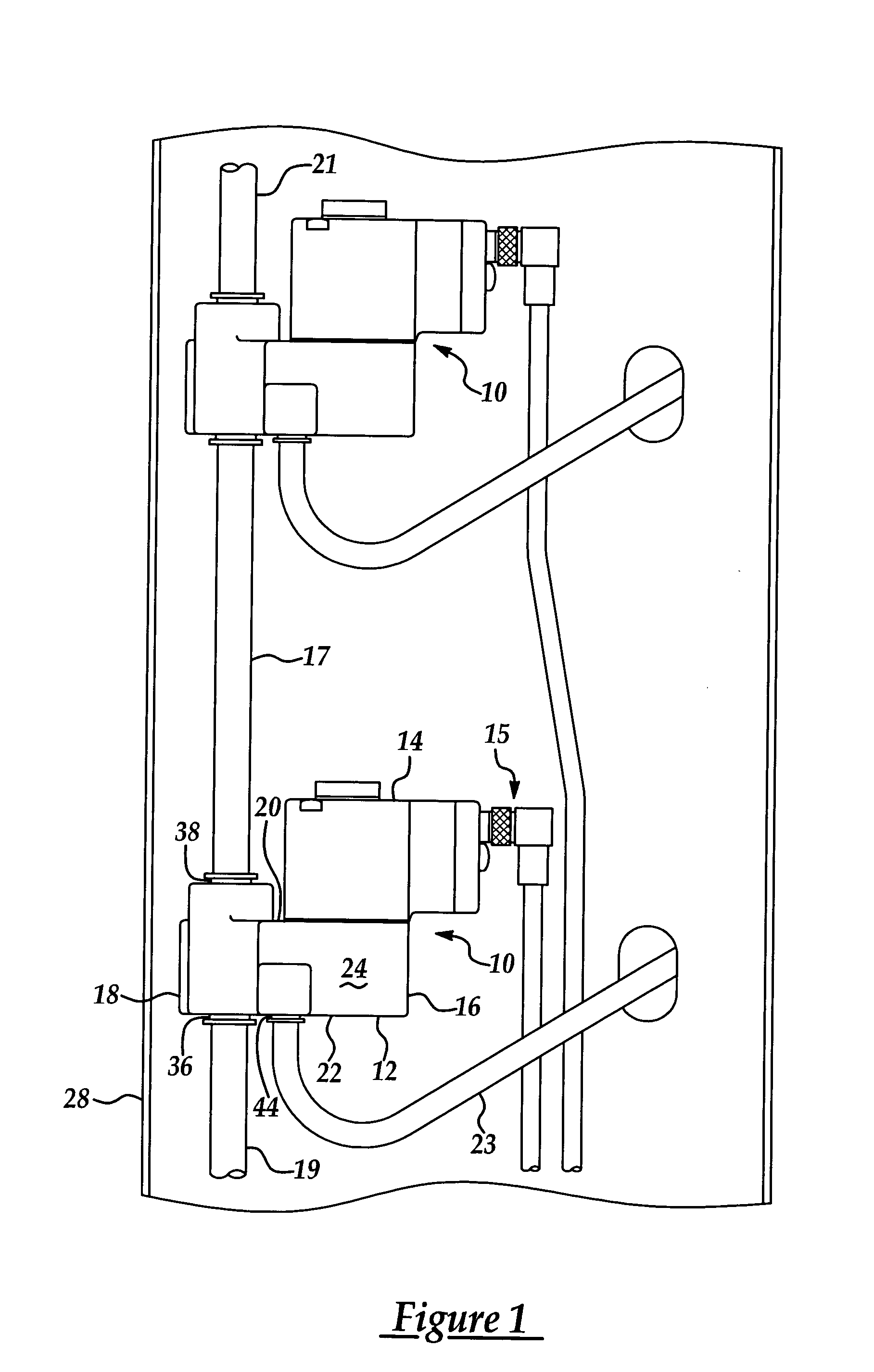 Solenoid actuated pneumatic valve with an integrated pass-through and a quick mount body