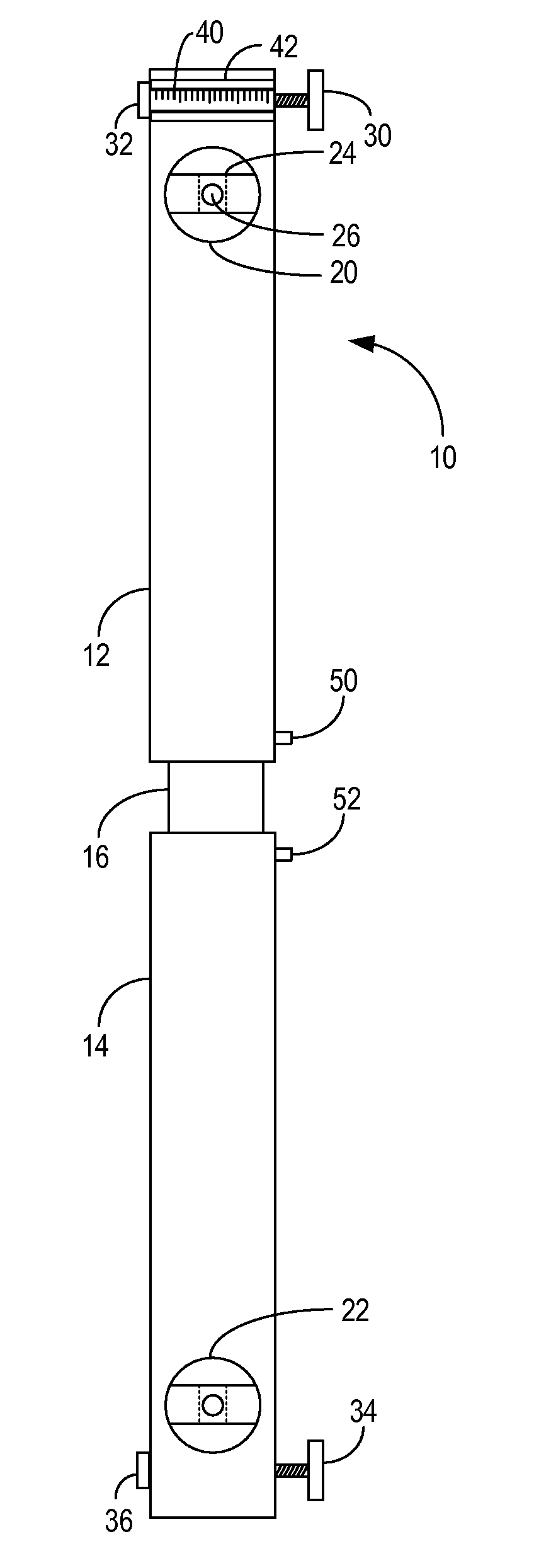 Extendable plumb and level measuring device and associated usage method