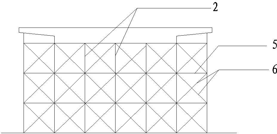 Wood truss support structure for arch cap formwork of rigid frame arch bridge and construction method of wood truss support structure