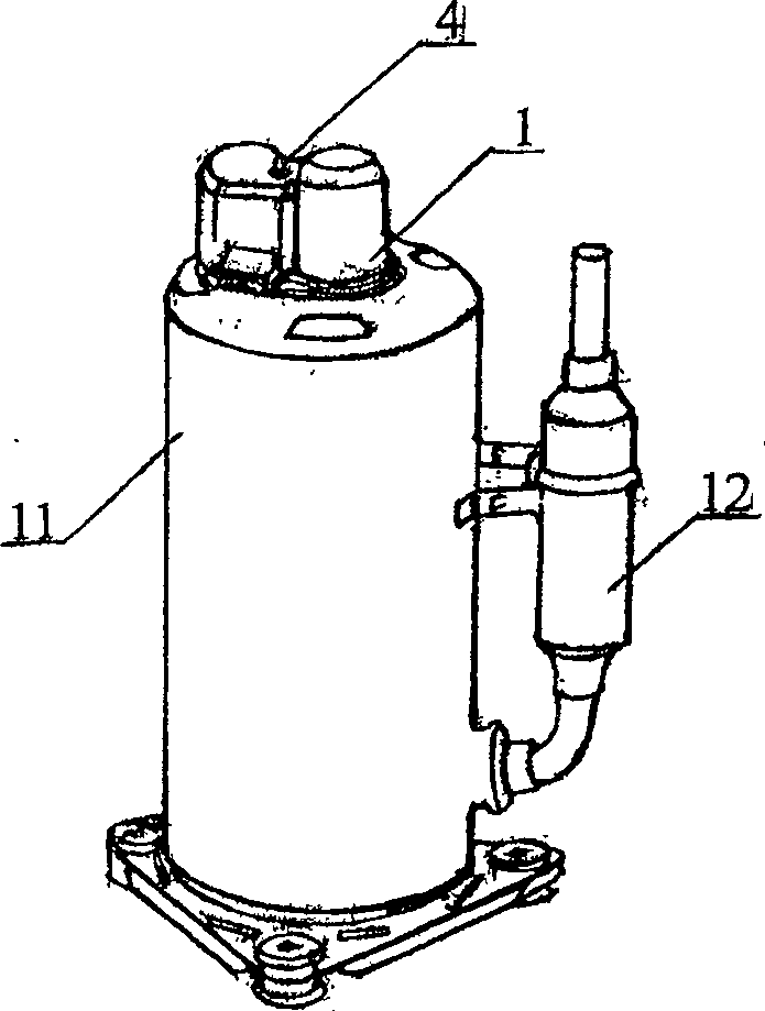 Oveload protector and connecting terminal end cover mounting structure for air conditioner compressor