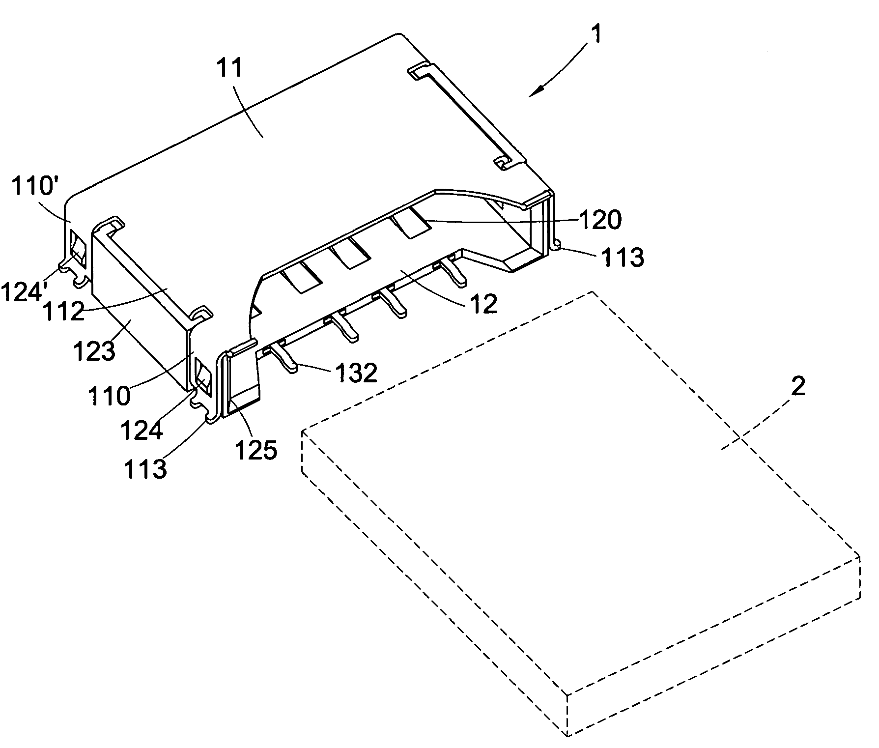 Socket of card reader (I) for memory card with connecting terminals following specification of USB