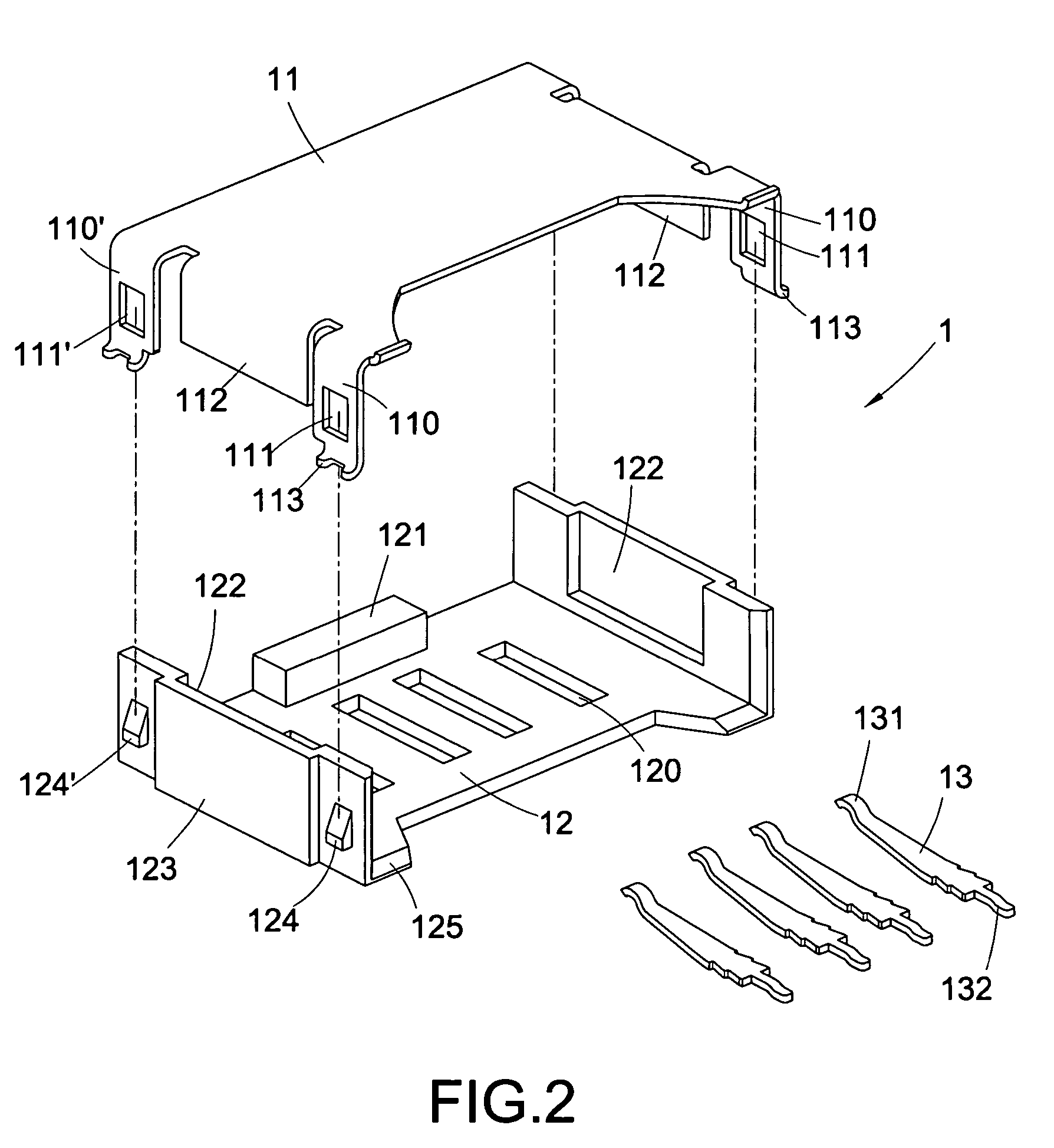 Socket of card reader (I) for memory card with connecting terminals following specification of USB