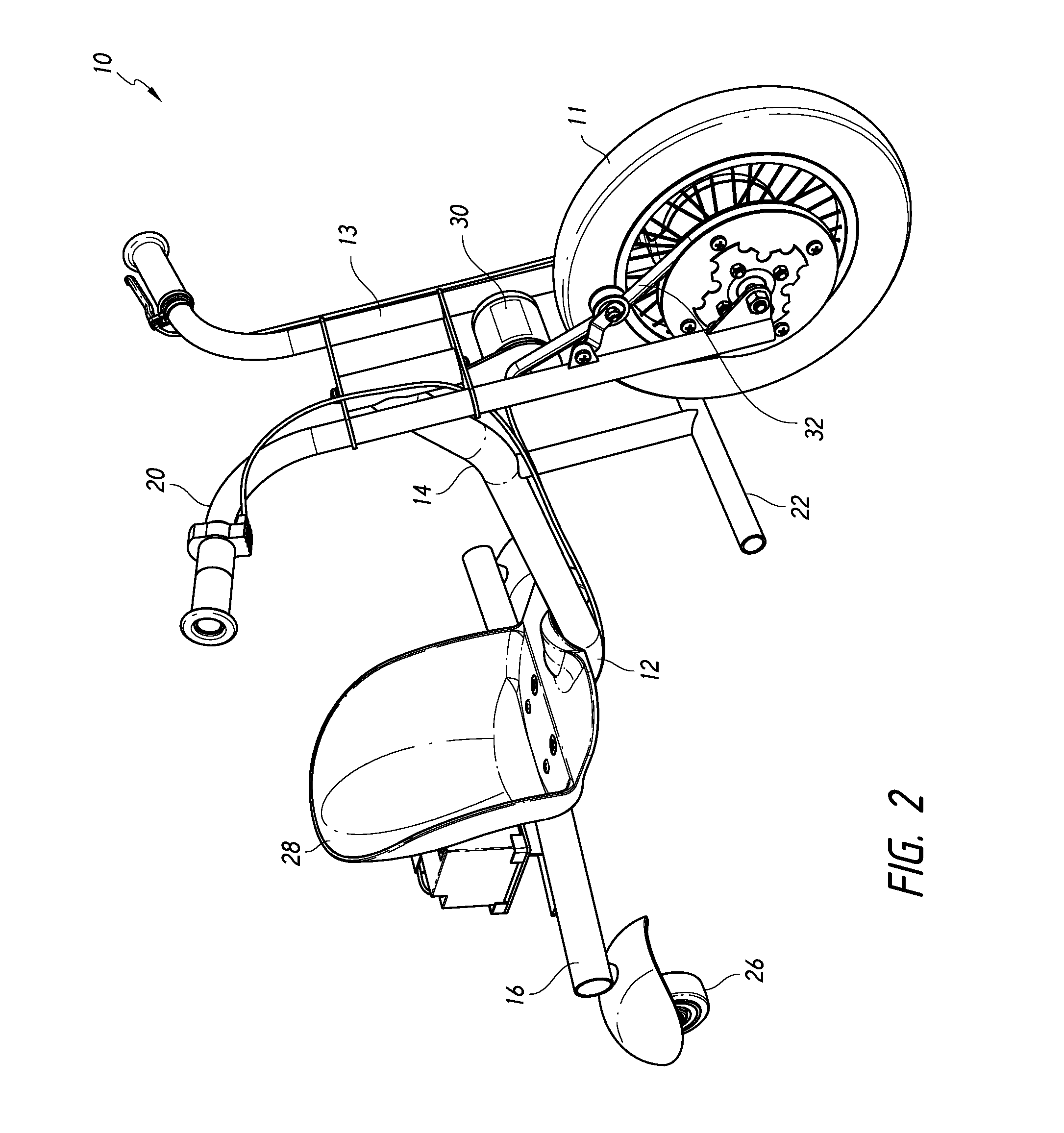 Powered personal mobility vehicle with rotating wheels